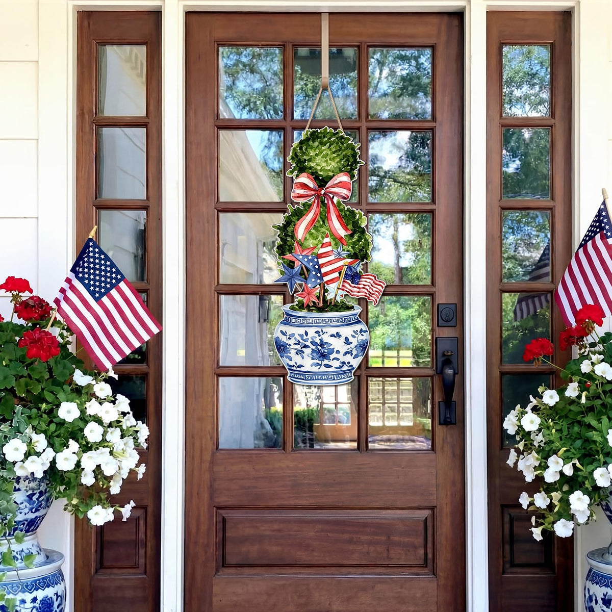 RattanView four-th of july door hanger for indoor or outdoor use.