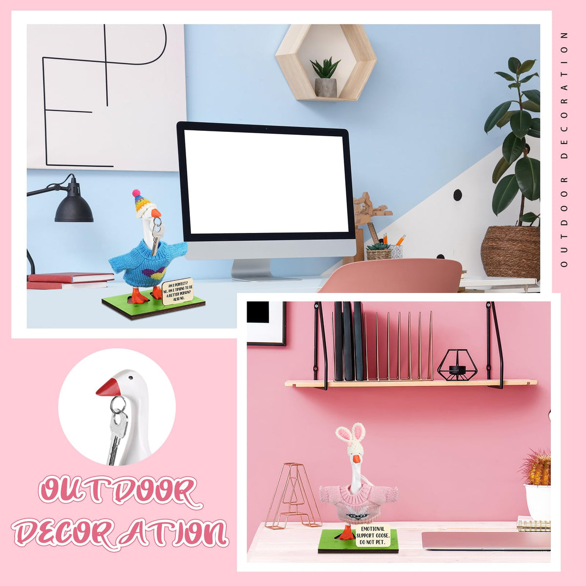 RattanView goose decor enhances desks, countertops, and living spaces with charm