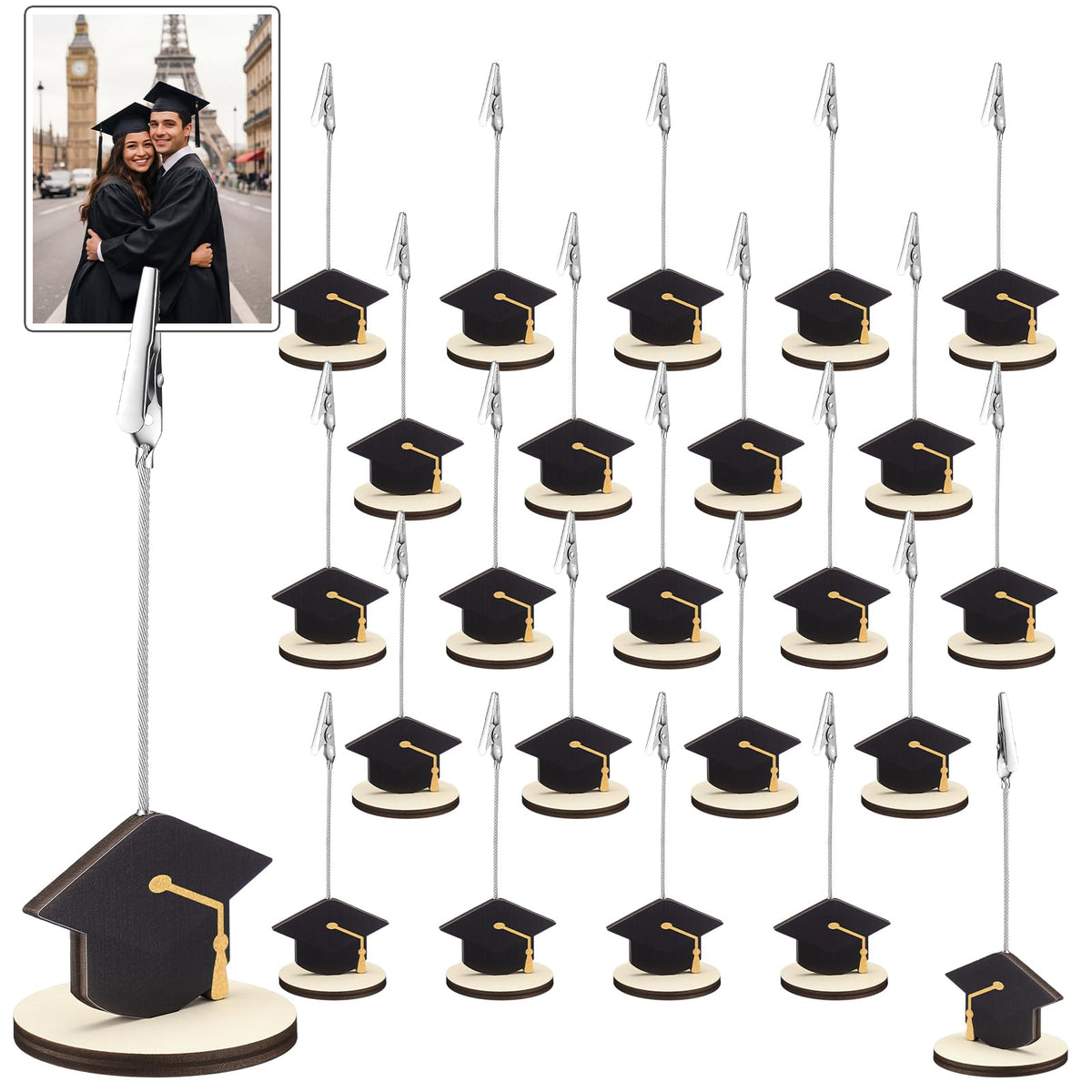 RattanView grad cap photo holder adds polished centerpieces for graduation parties