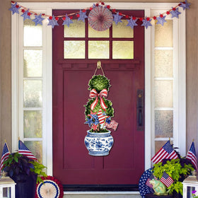 RattanView large size door hanger makes a bold seasonal statement at entry.