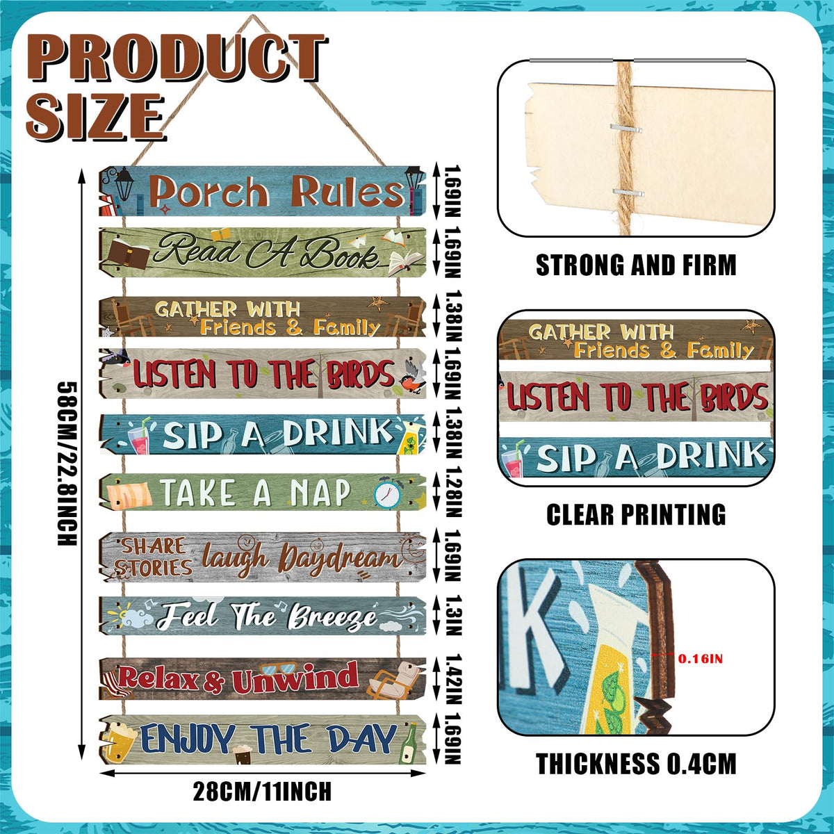 RattanView porch sign featuring drinks motif, perfect for casual outdoor entertaining.