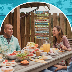 RattanView wood porch sign panel, UV-printed for bright color retention outdoors.