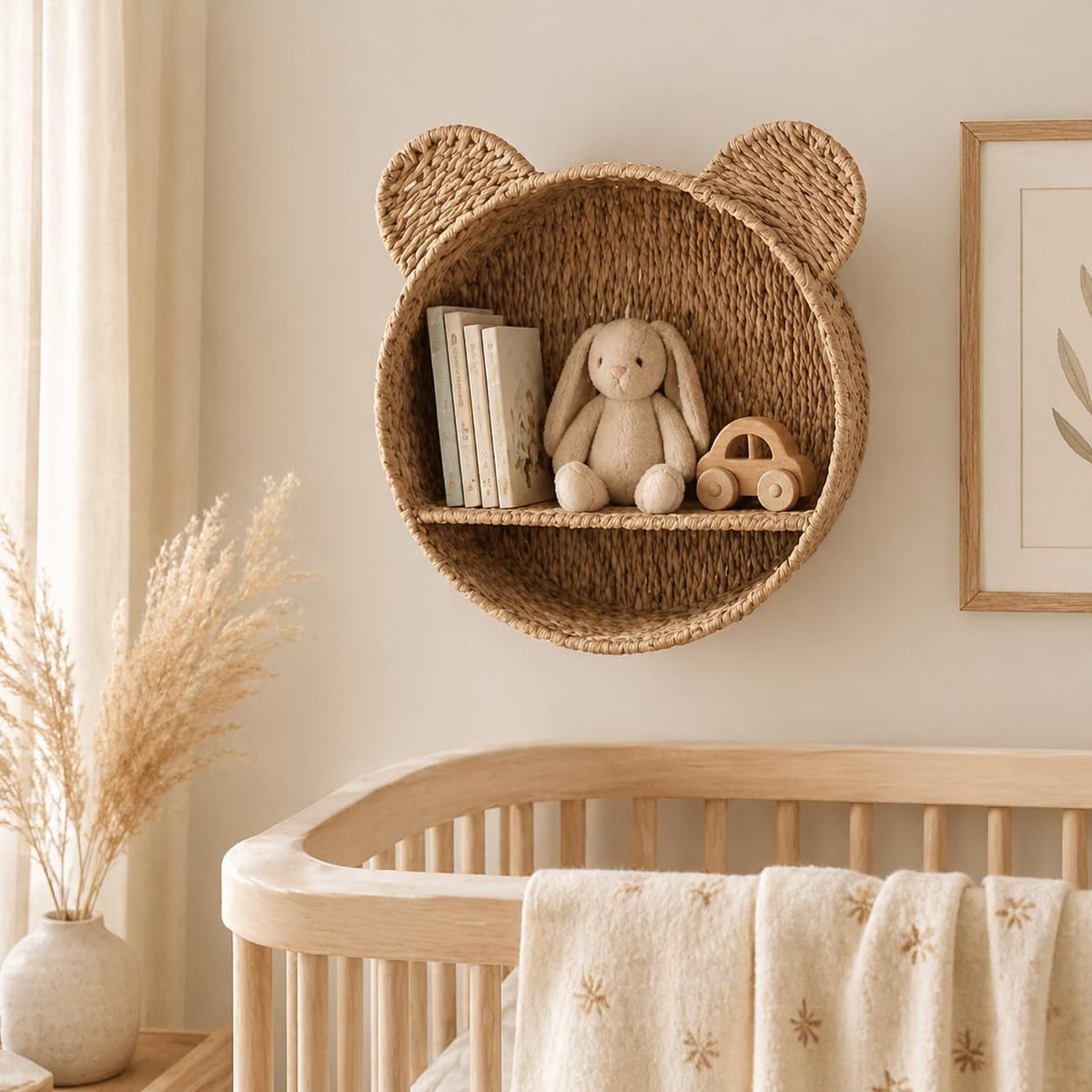 Rattanzenith stuffed animals storage kept tidy by the built-in shelf.