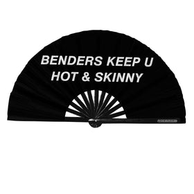 Rave Wearhouse UV reflective fan opened for cooling at crowded festivals.