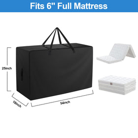 Raweao tri-fold mattress bag fits up to a 6-inch full mattress for easy storage.