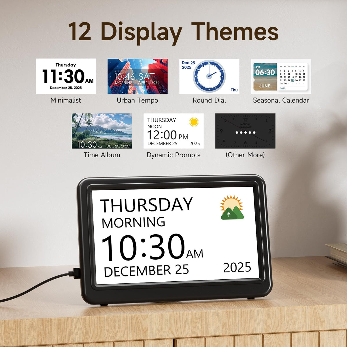 Raynic Date Clock calendar view highlights time and date at a glance.