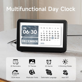 Raynic Date Clock features a sleek black finish for modern spaces.