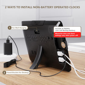 Raynic Day Clock with two USB ports keeps devices charged.