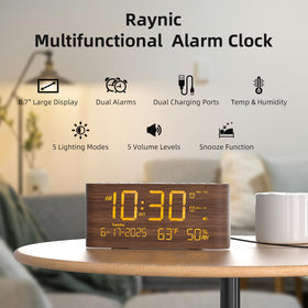 Raynic digital alarm clock dual alarms for separate routines