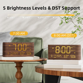Raynic digital alarm clock temperature and humidity display for room comfort
