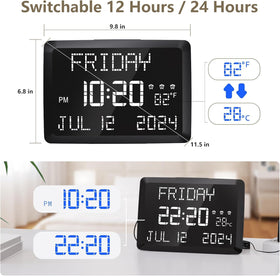 Raynic digital clock showing day and date for quick reference