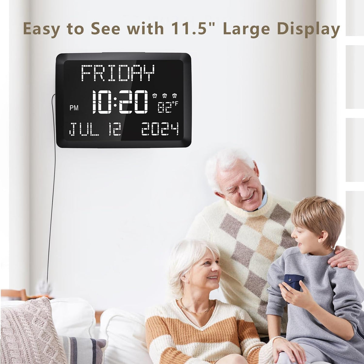Raynic digital clock displaying indoor temperature for room comfort