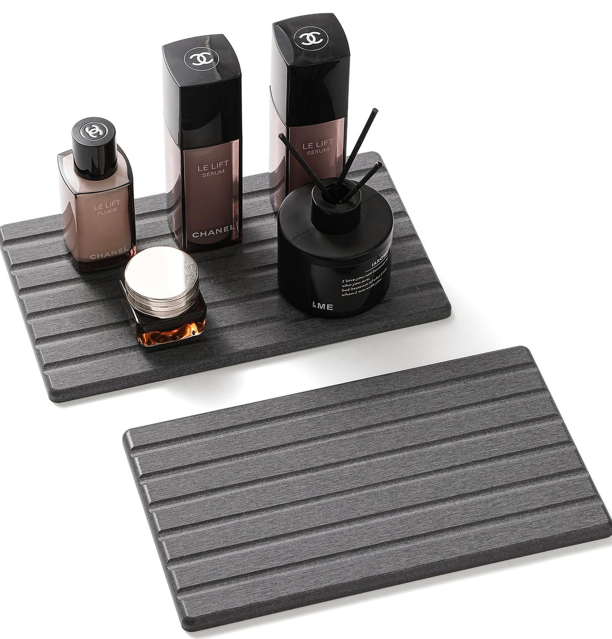 Razborci water-absorbing tray dark gray by sink for quick-dry organization.