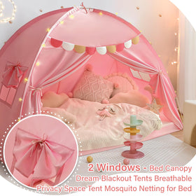 Razee pink dual-door bed tent allows easy entry from either side