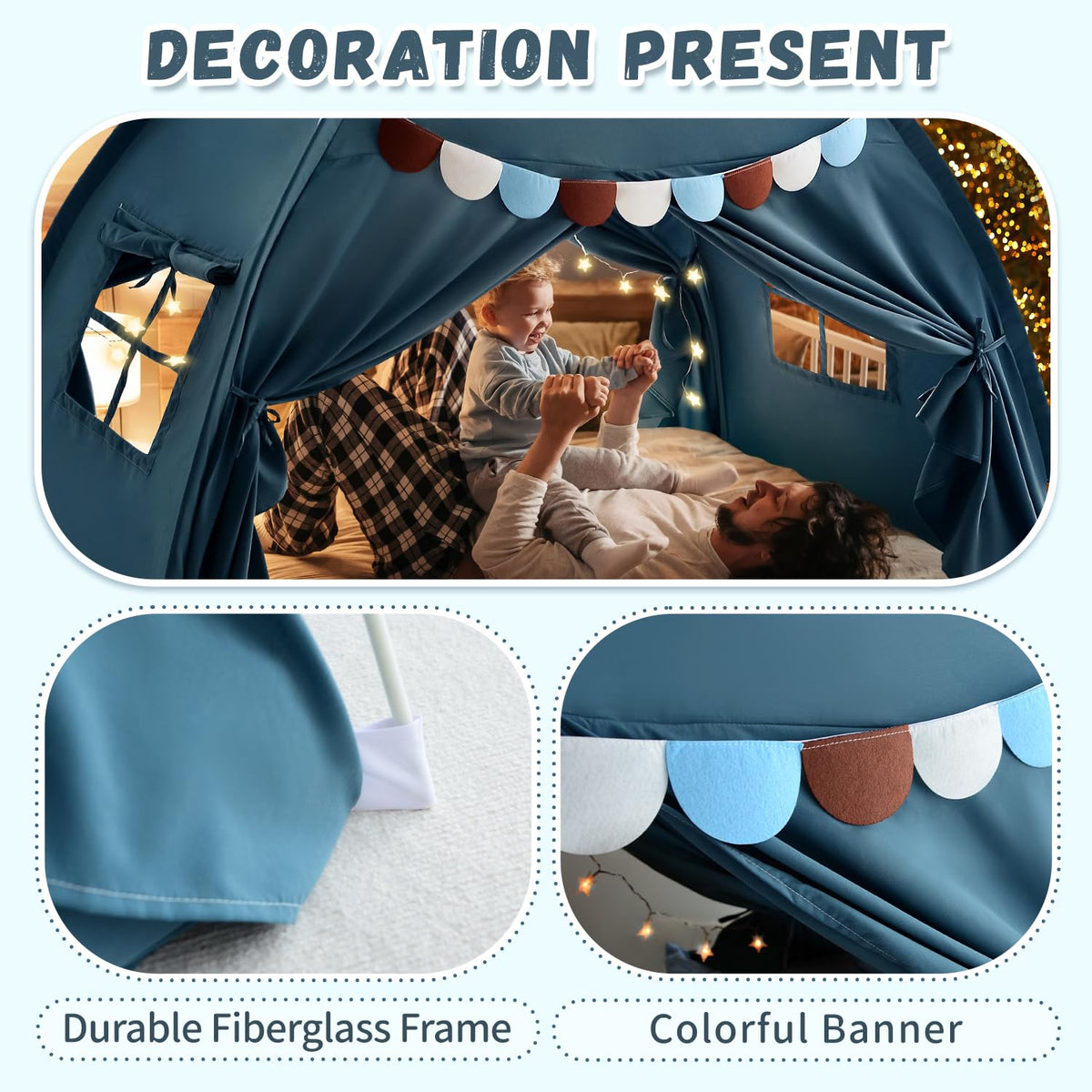 Razee under bunk bed tent blue jean for compact space saving.