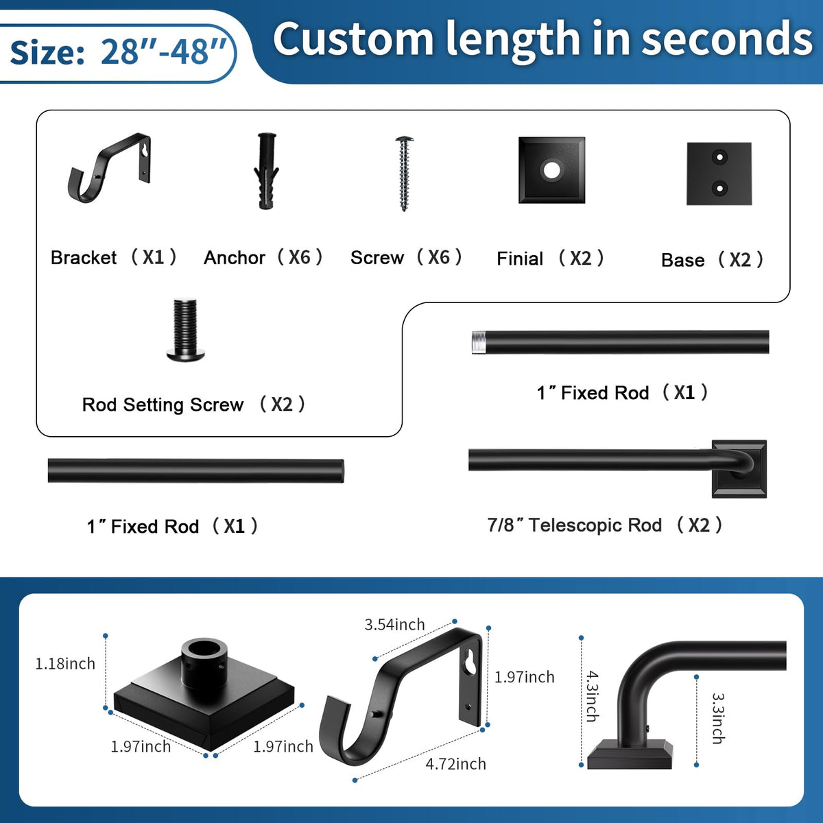 RBYCOS adjustable rod sections for a precise, seamless fit