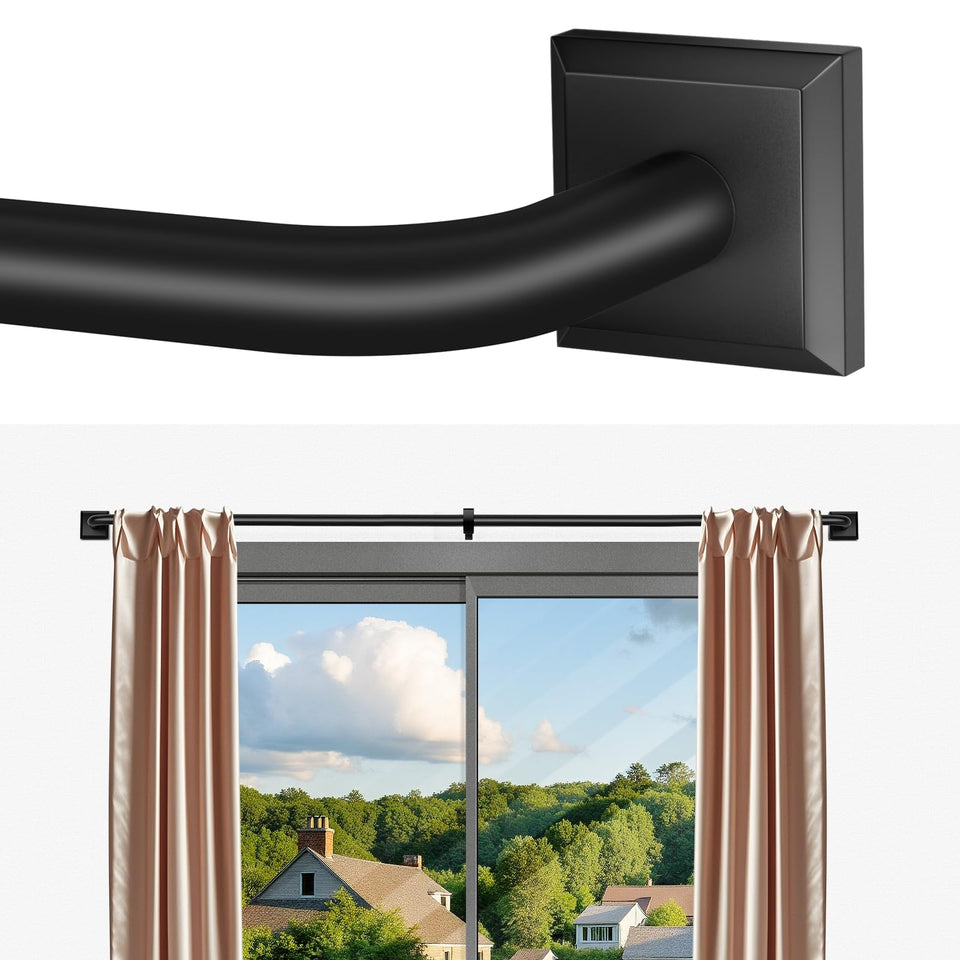 RBYCOS black curtain rod wraparound design blocks light gaps with style