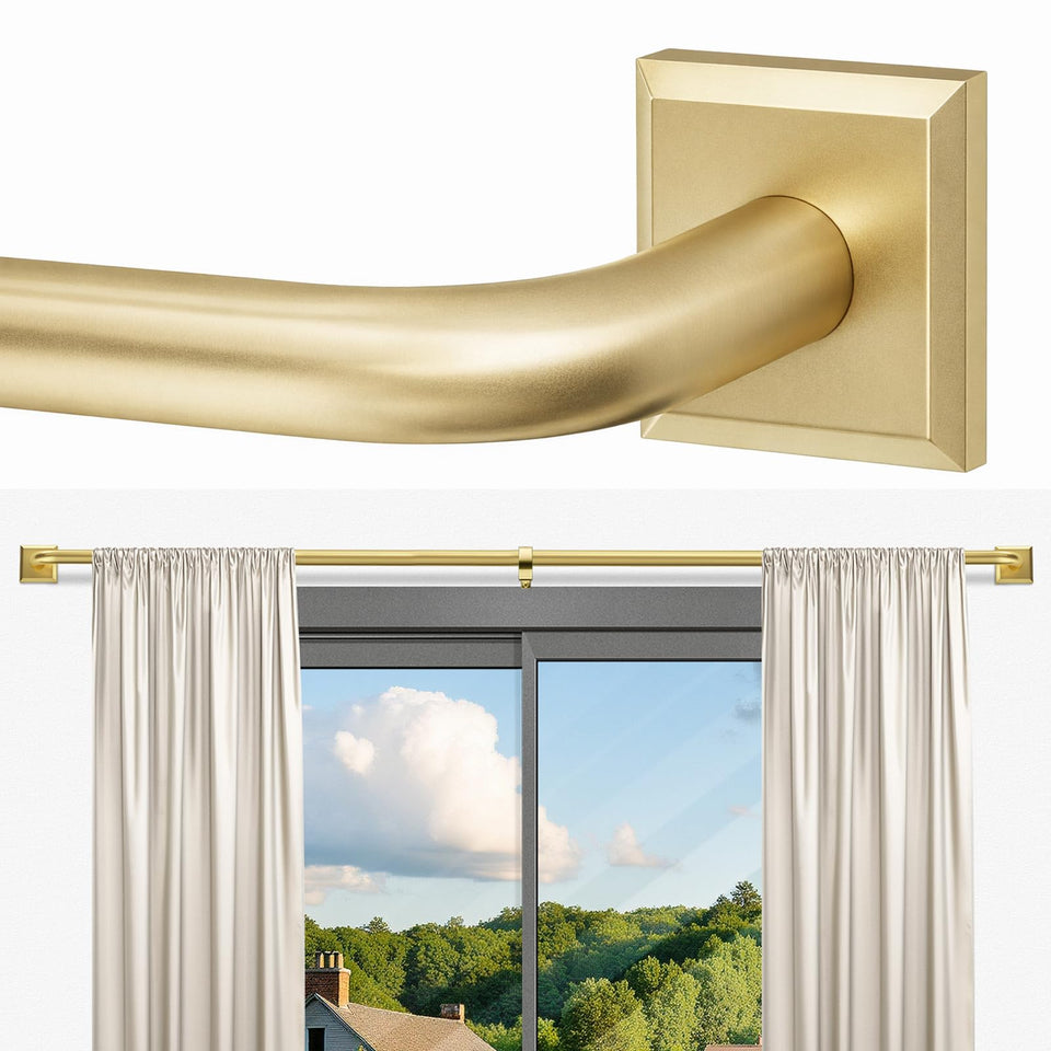 RBYCOS gold curtain rod 28-48in with wrap-around design for room darkening