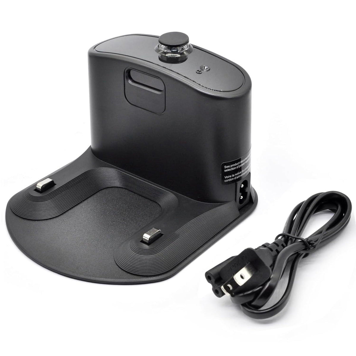 RDSJK Roomba charger dock front view showing compact design and universal compatibility.