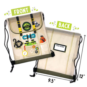 Ready Confetti Safari Goodie Bags closeup of durable polyester material and vibrant graphics.
