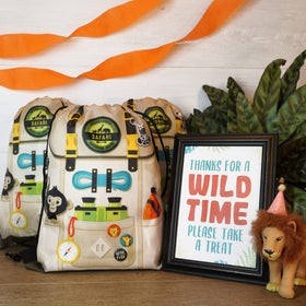 Ready Confetti Safari Goodie Bags name tag area shown for guest organization.