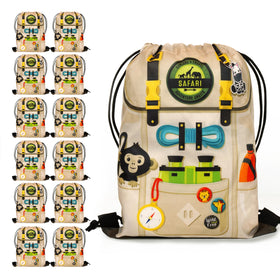 Ready Confetti Safari Goodie Bags pack front view with bold jungle graphics for party favors.