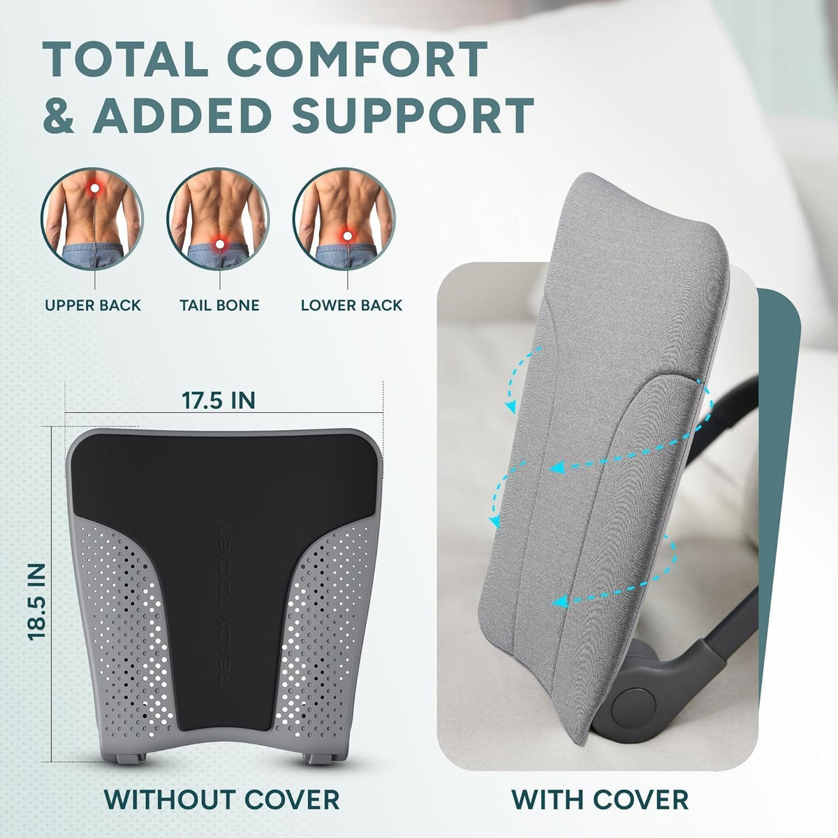 READY ROCKER Ultra ergonomic curve supports natural back alignment.
