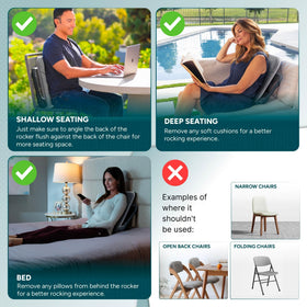 READY ROCKER Ultra lumbar support helps maintain proper posture while seated.