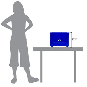 ReadySpace 12-gallon capacity stackable recycling bin viewed from the side for space-saving sorting.