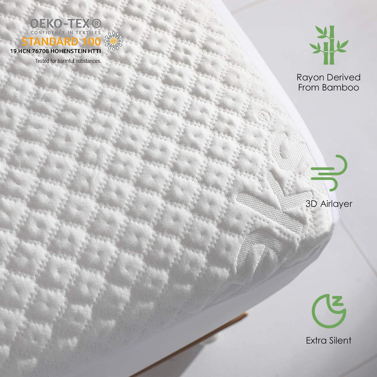 Reaks fitted mattress pad with elastic skirt ensures a snug fit and crinkle-free sleep