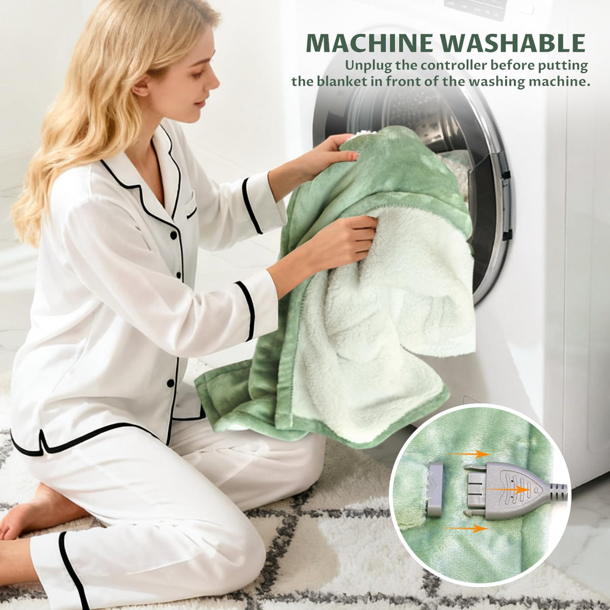 Reaks heated blanket throw includes a 29-inch control cord for easy adjustments.
