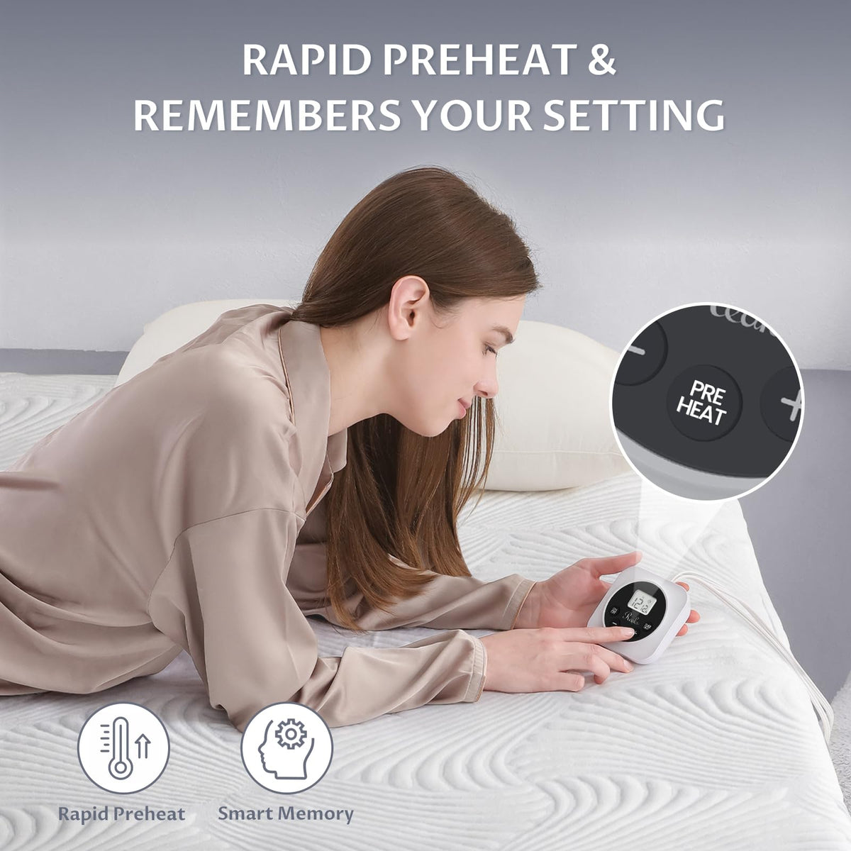 Reaks dual-control heated mattress pad with two independent zones