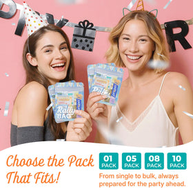 Real Vitamins electrolyte powder sachet ready to rehydrate after celebrations.