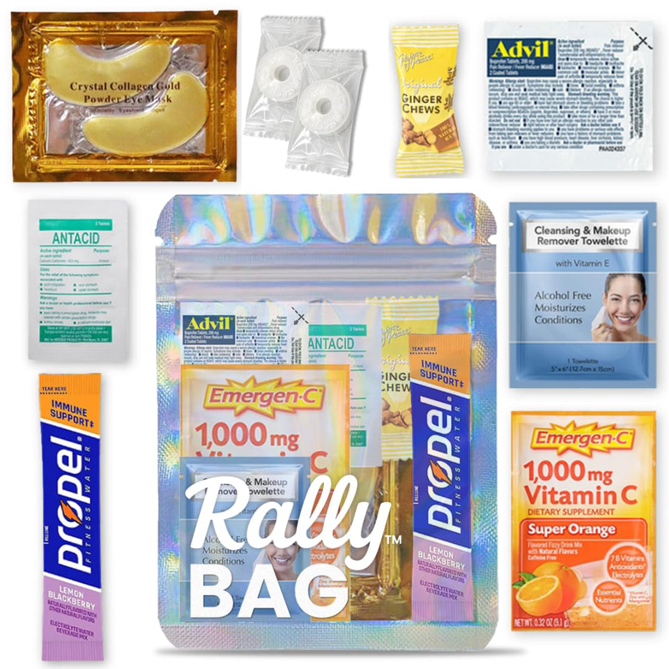 Real Vitamins Hangover Kit packaging on display for party recovery options.