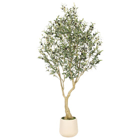 REALEAD 6ft olive tree in an exquisite planter enhances living room decor.