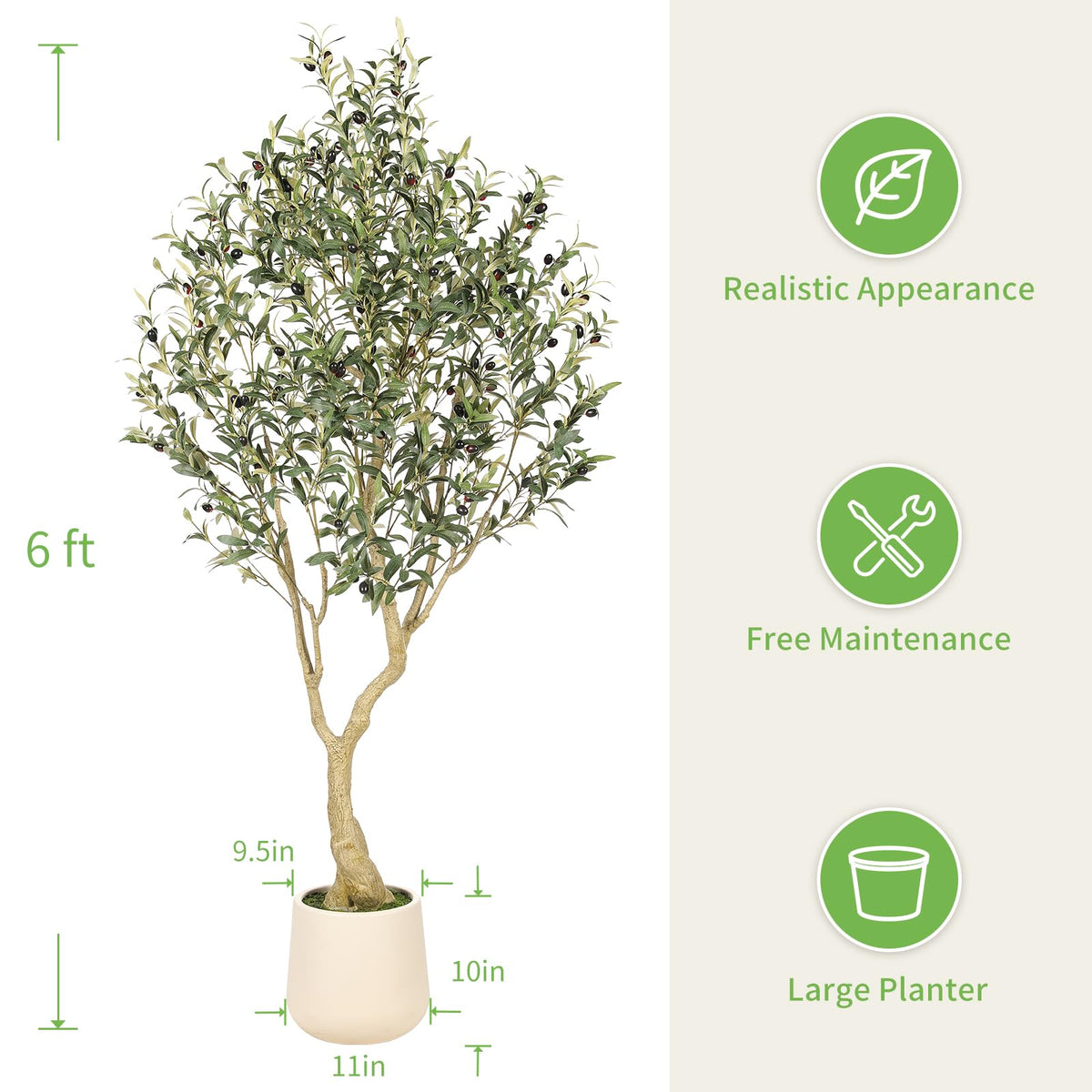 REALEAD olive tree with adjustable branches for versatile styling.