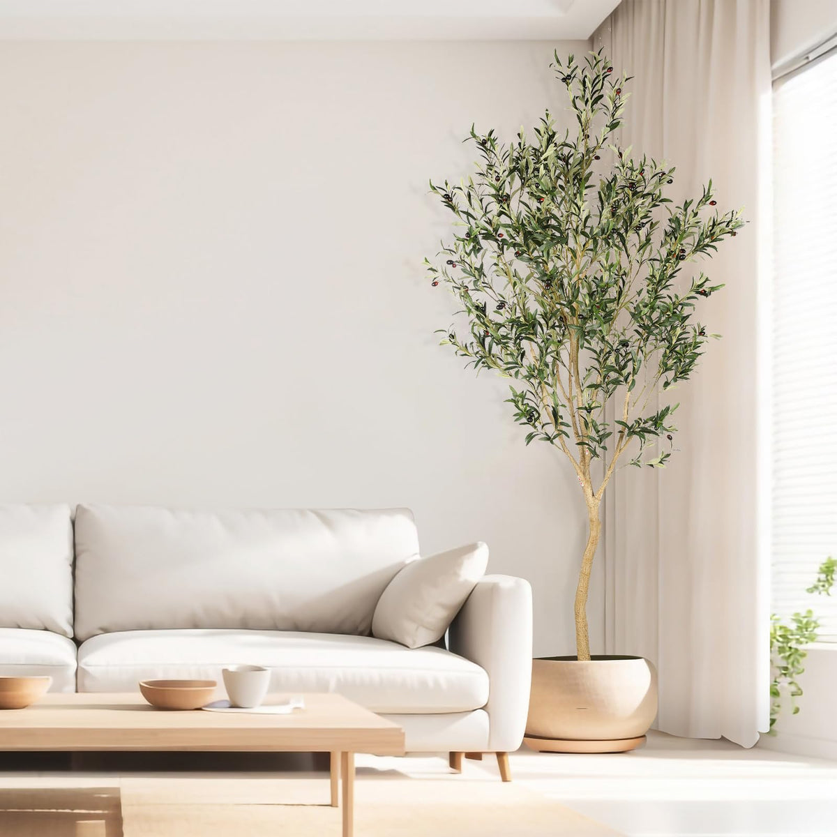 REALEAD olive tree lifelike leaves close-up showcases convincing indoor greenery.