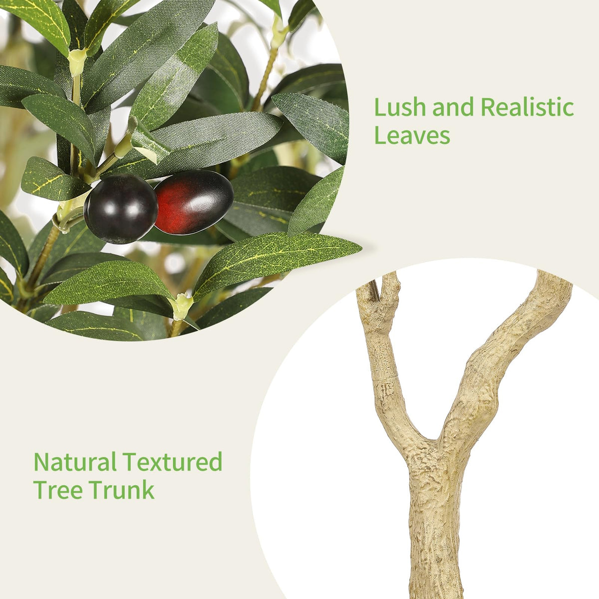 REALEAD olive tree texture close-up highlights realistic trunk and leaves.