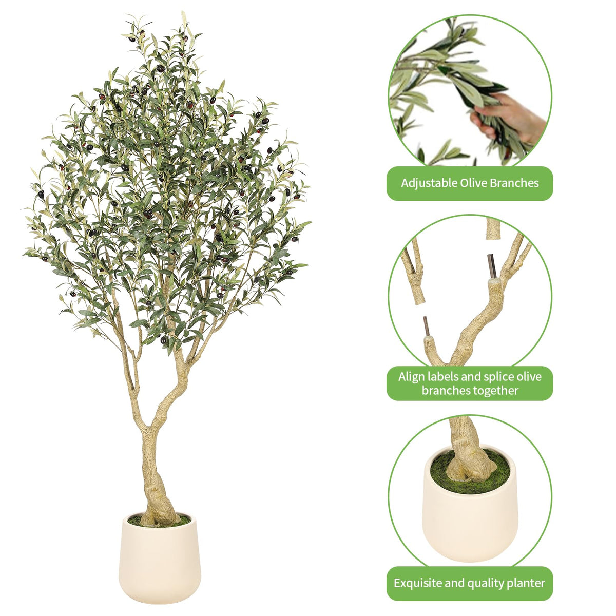 REALEAD olive tree full view demonstrates modern decor presence.