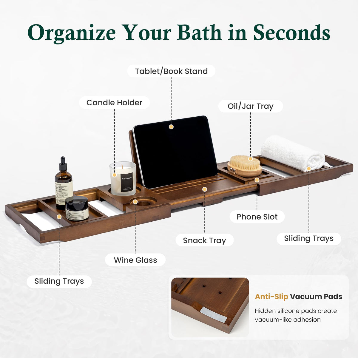 Realgulf bamboo tray book stand keeps your current read within reach