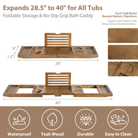 Realgulf Bamboo Bathtub Tray removable towel trays keep essentials organized.