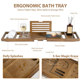 Realgulf Bamboo Bathtub Tray wine holder keeps your glass steady during a soak.