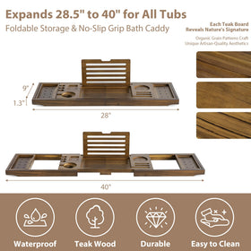 RealGulf teak bathtub tray silicone pads grip wet edges securely.
