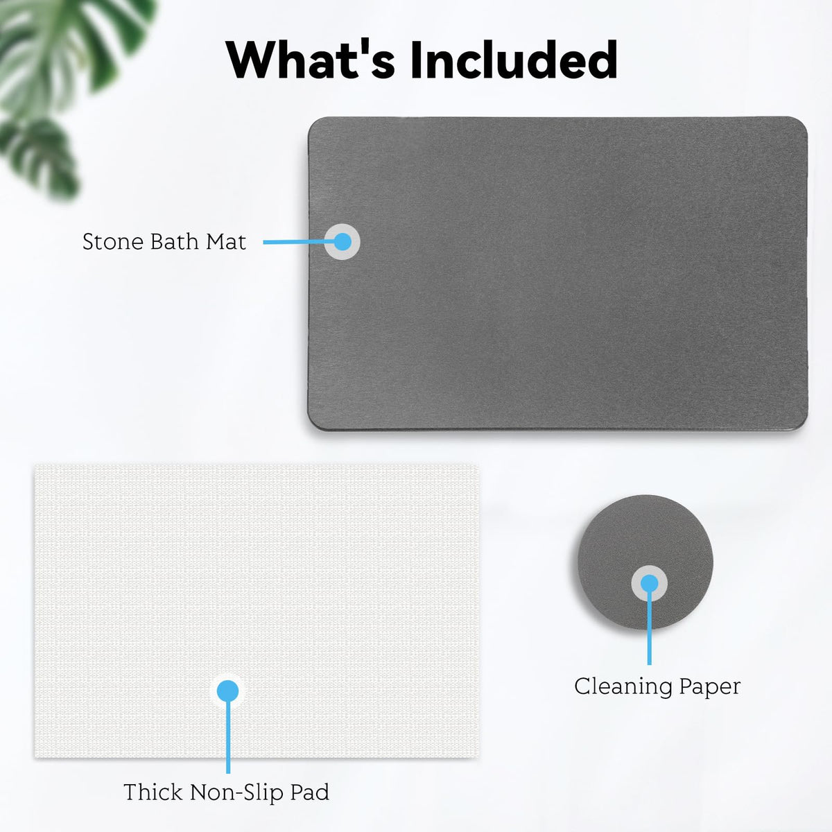 Realion Stone Bath Mat sized 23.5 by 15.5 inches for most spaces.