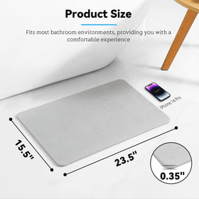 Realion stone bath mat demonstrates fast drying after shower to reduce puddles.