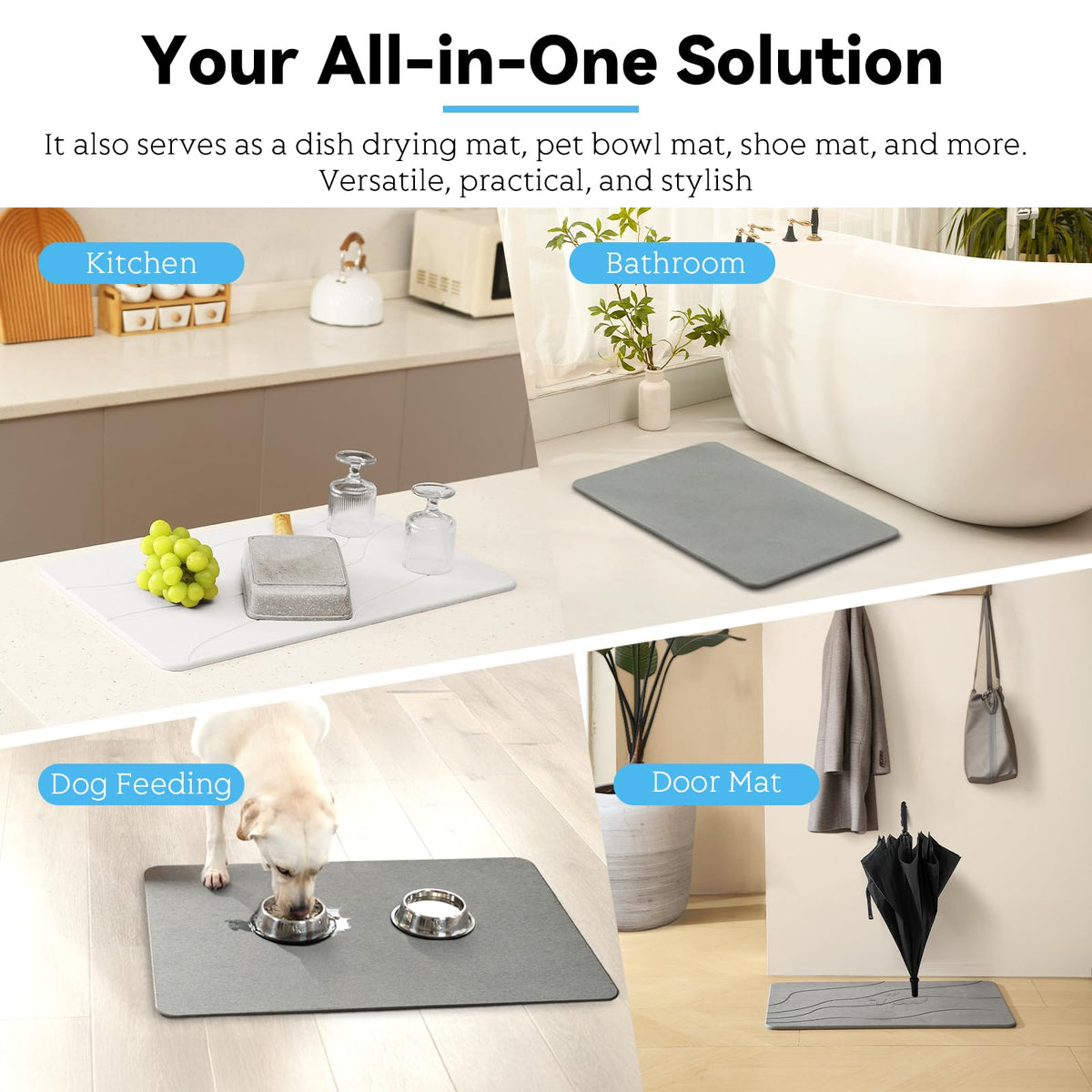 Realion Stone Bath Mat is versatile for use in kitchen, entryway, or poolside spaces.