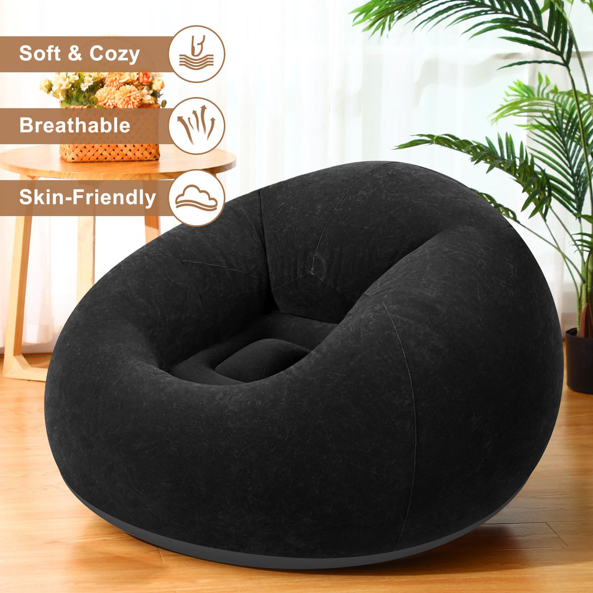 Realspring portable foldable inflatable couch for camping or travel.