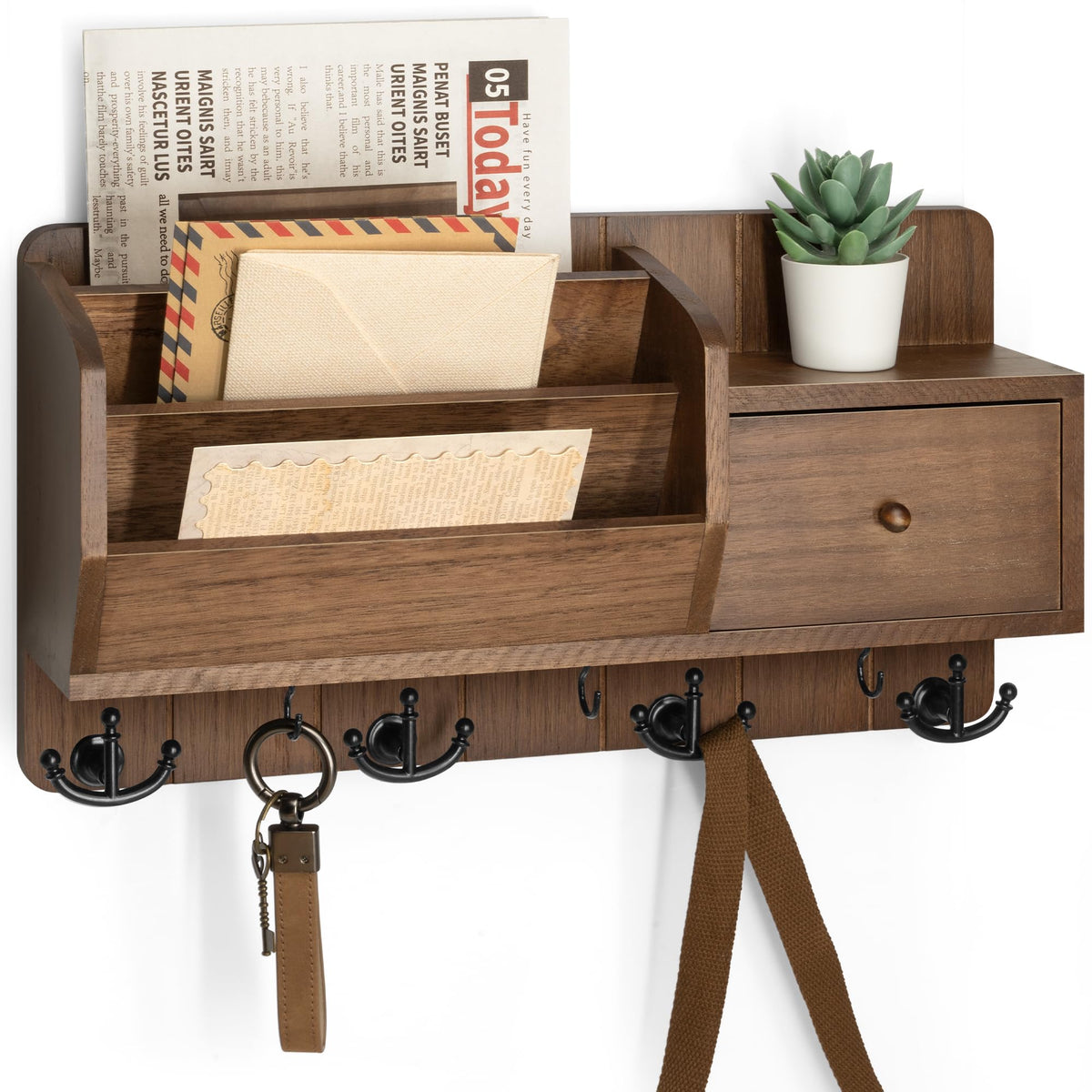 Rebee Vision key and mail holder wall mount shows organized entryway storage