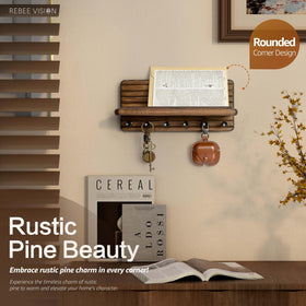 Rebee Vision farmhouse decor with floating shelf supports decorative items.