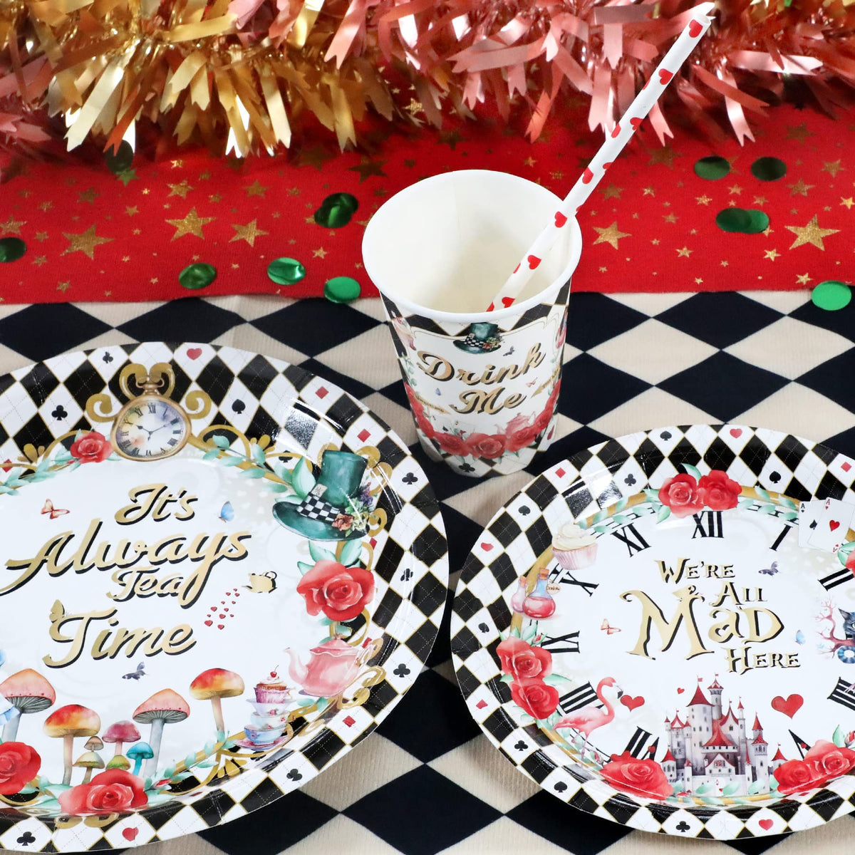 Recheel Alice straws 24-count for festive sipping.